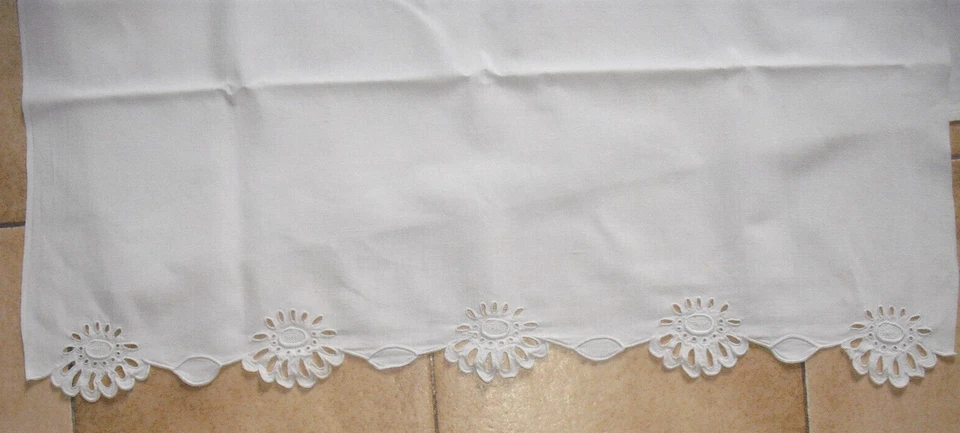 Ancien drap lit enfant en métis brodé - Photo 3/4