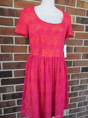 London Times Short Sleeve Crochet Lace Overlay Dress Red Orange NWT 10  Petite | eBay