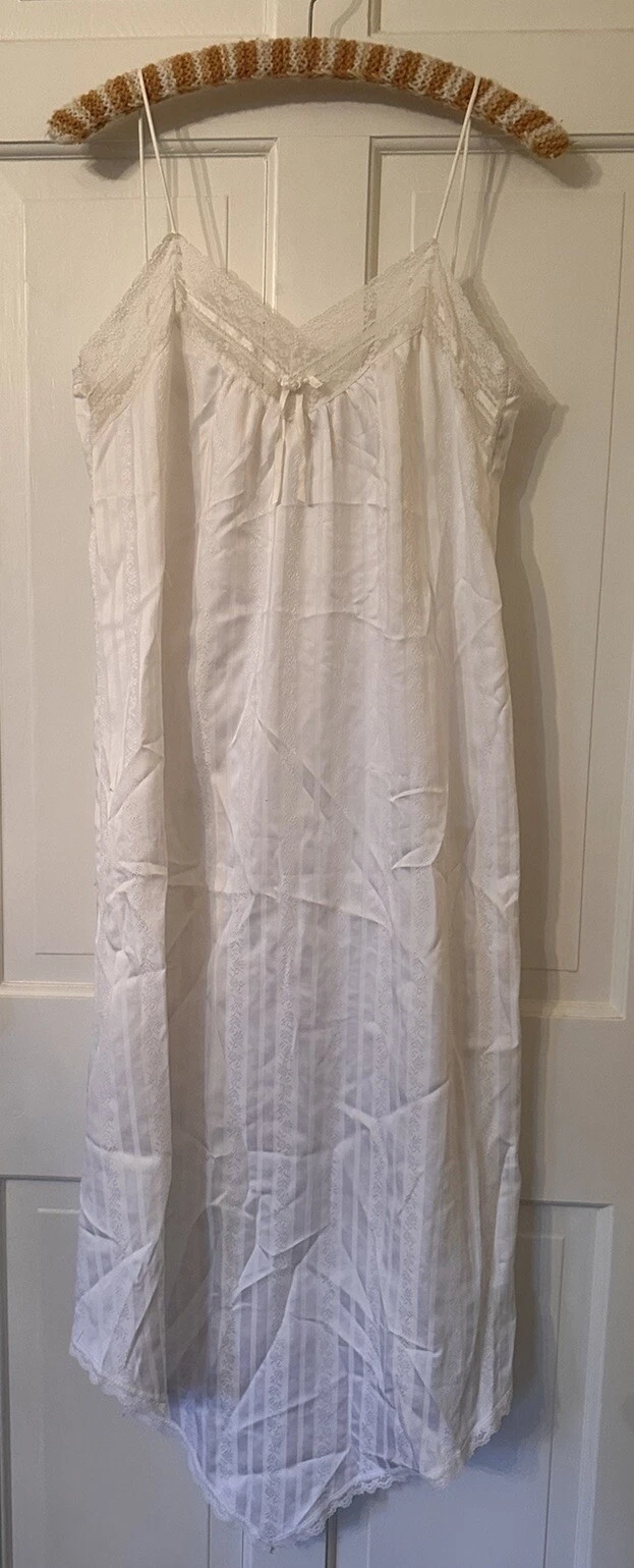 Camicia da notte vintage Miss Dior Lingerie camicia da notte ILGWU Union floreale raso pizzo XS S