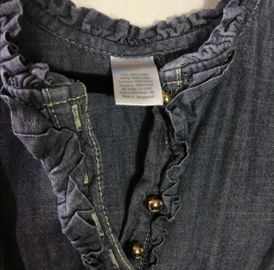Vestido vaquero Gymboree para niñas talla 5 falda con volantes/burbujas adorable botones dorados Foto 4 de 4
