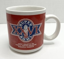 Vintage Super Bowl XXVI Redskins vs Bills Hubert H Humphrey Metrodome 1992 Mug