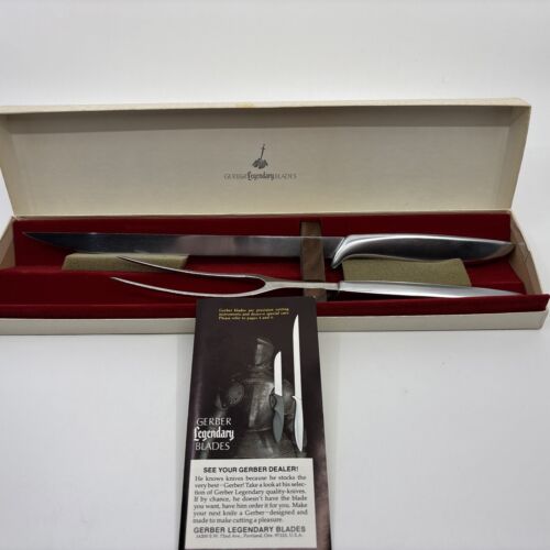 Vtg Gerber Legendary Blades Carving Knife Fork Serving Set Siegfried/Balmung EUC - Picture 3 of 7