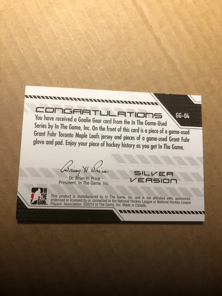 2013-14 ITG Used Goalie Gear Silver #GG04 Grant Fuhr/60 - Image 2 of 2