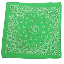 Vintage Green Hav A Hank Fast Color RN 15187 Paisley Bandana Hemmed Edges