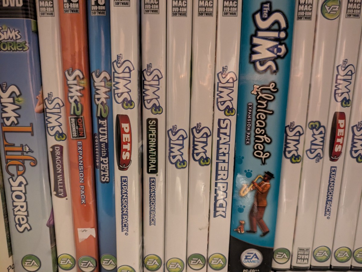 The Sims 1,2,3,4,Stories box jewel, sleeve manual expansion pc