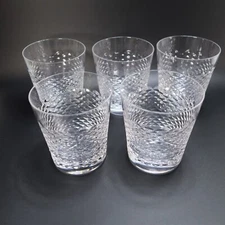 5x Ralph Lauren Crystal Double Old Fashioned Glasses Criss Cross Herringbone Arg