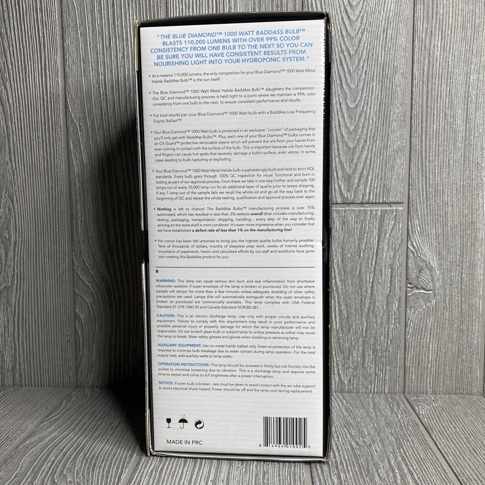 Blue Diamond Badass Bulbs 1000 Watt MH Metal Halide Vegetative - Image 3 of 4