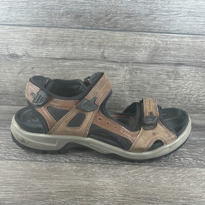 Ecco Hiking Sandals Men Size 12 EU 46 Brown Leather Two Strap