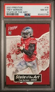 2021 Panini Prestige Trey Sermon State of the Art SP Case Hit Rookie RC #16 PSA8