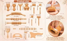 💥NIB 16 Pcs Wood Massage Set - Lymphatic Drainage, Pain Relief, Circulation💥