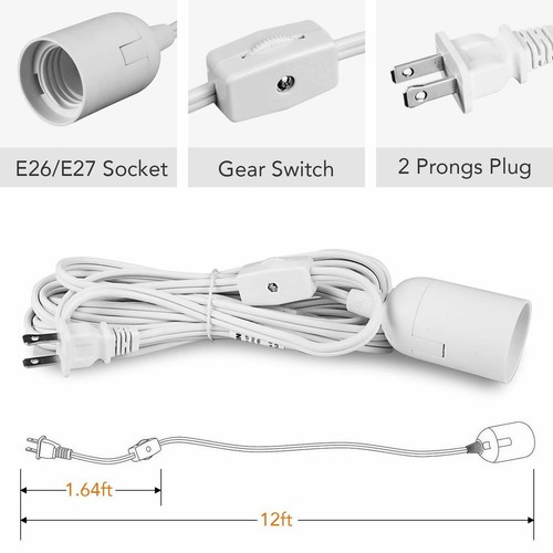 12 Feet Extension Hanging Lantern Light Lamp Cord Cable E26/E27 with Gear Switch - Picture 2 of 6