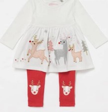Debenhams Blue Zoo Girls Reindeer Dress And Legging Set  18-24 Months