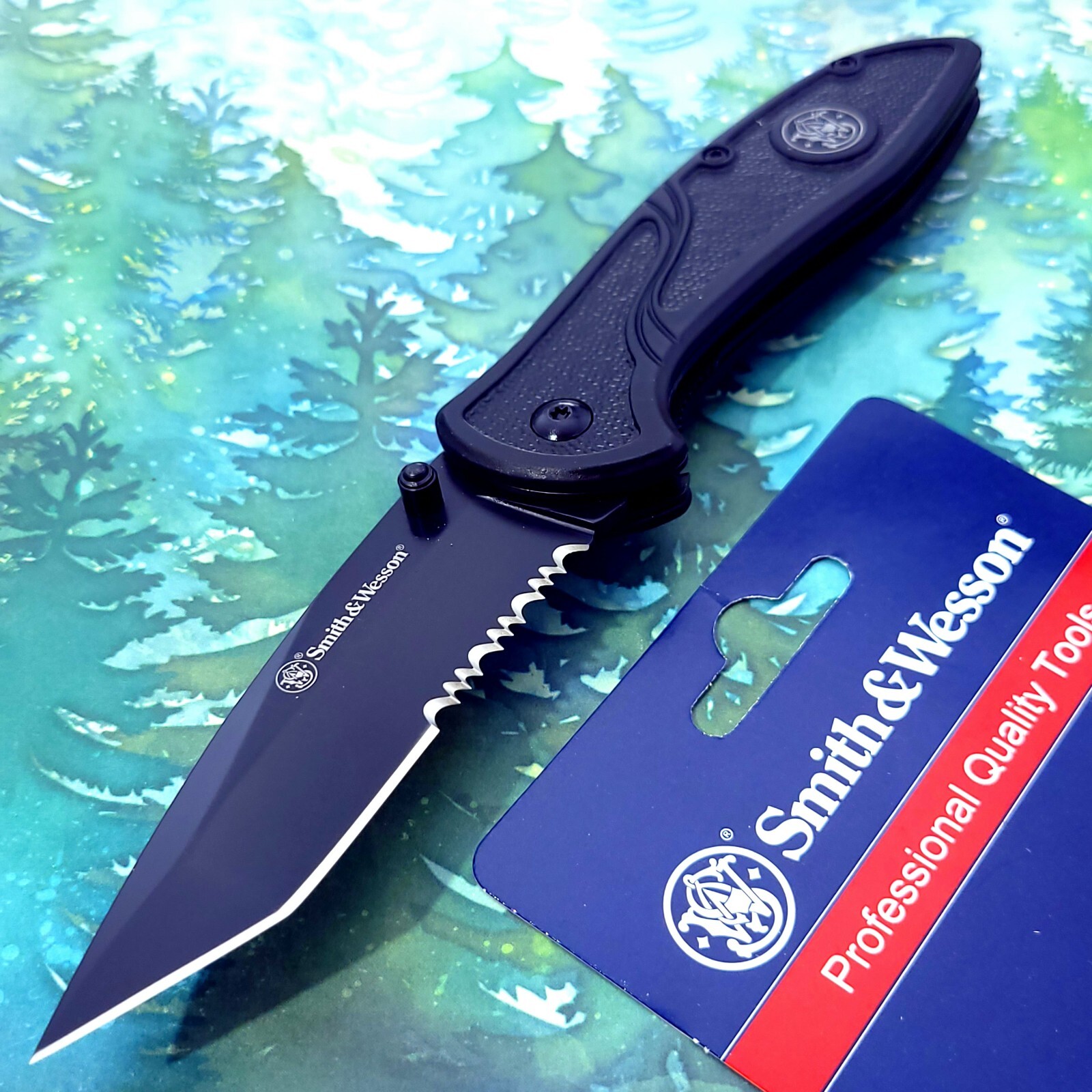 Smith & Wesson Tactical Liner Lock Tanto Blade Black Folding Pocket