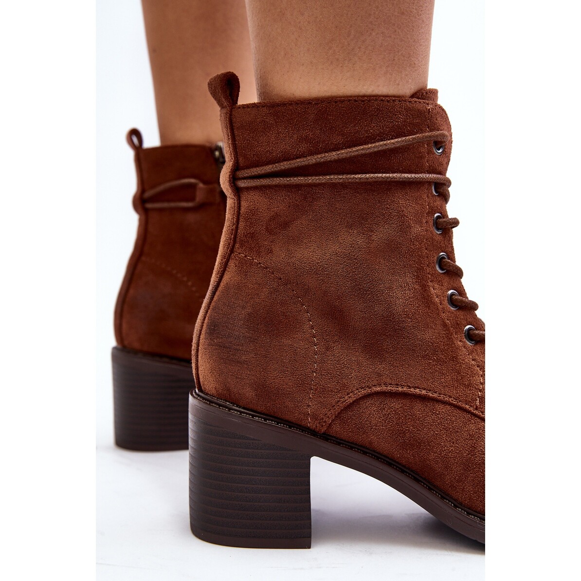 Women's LowHeel LaceUp Boots, Brown Serellia eBay