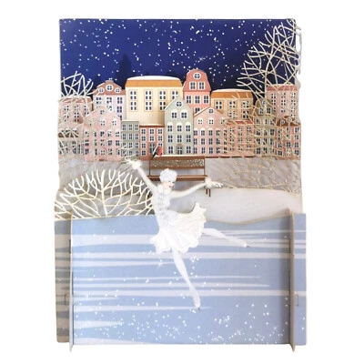 ALLJOY DESIGN Alljoy 3D Lady Ice Skating Pop Up Christmas Greeting Card