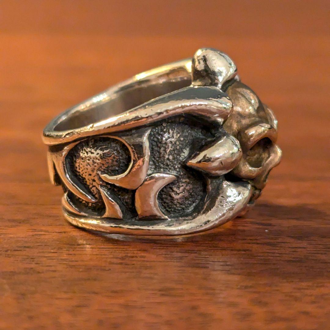 BWL Bill Wall Leather Tribal Band Bronze Skull Ring with BWL Bill Wall Leather Tribal Band Bronze Skull Ring with