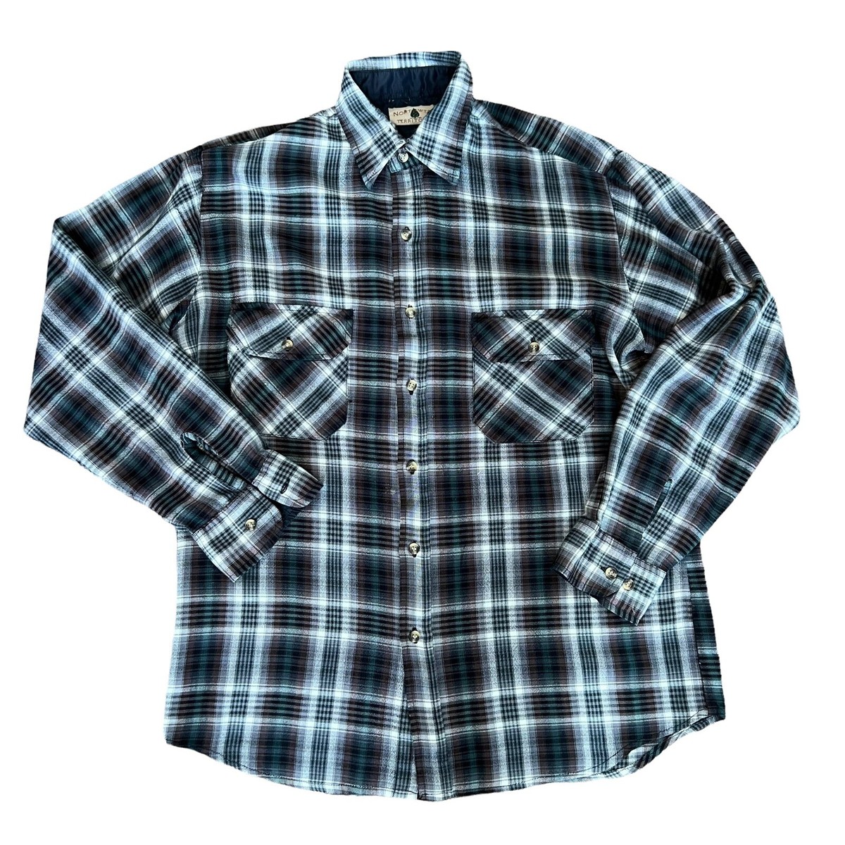kurt cobain dress shirt VTG Northwest Territory Plaid Kurt Cobain Grunge Mens Large Button Down Shirt