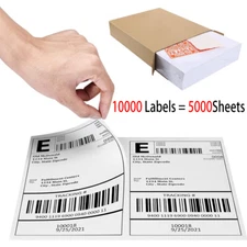 10000X Half Sheet Shipping Labels Page 8.5x5.5 Self Adhesive Round 2 Per Sheet