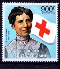 Central African Republic 2012 MNH, Clara Barton Red Cross American teacher Nurse
