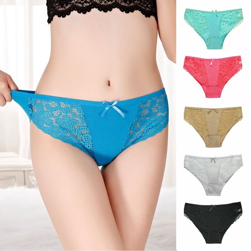 Pack of 6 Women Lace Low Rise Cotton Seamless Briefs Knickers Lingerie Underwear
