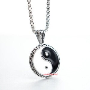 Authentic MENDEL Gold Plated Tone Mens Good Luck Protection Yin Ying Yang Pendant Necklace