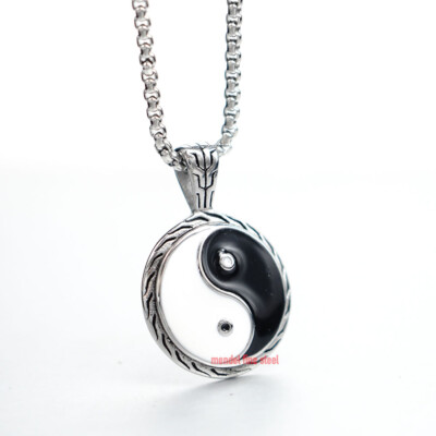 MENDEL Gold Plated Tone Mens Good Luck Protection Yin Ying Yang Pendant Necklace