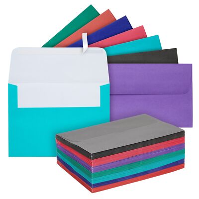 100 Pack A6 Colored Envelopes for 4x6 Invitations, Self-Adhesive, 7 Colors