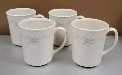 NEW Vintage Set of 4 Corelle ENGLISH BREAKFAST Coffee Tea Cups Mugs Corning USA 
