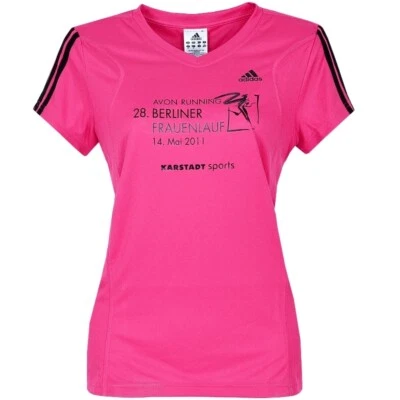 Adidas QR Event Damen Laufshirt Sport T-Shirt Top Berlin Marathon pink/schwarz - Bild 1 von 4