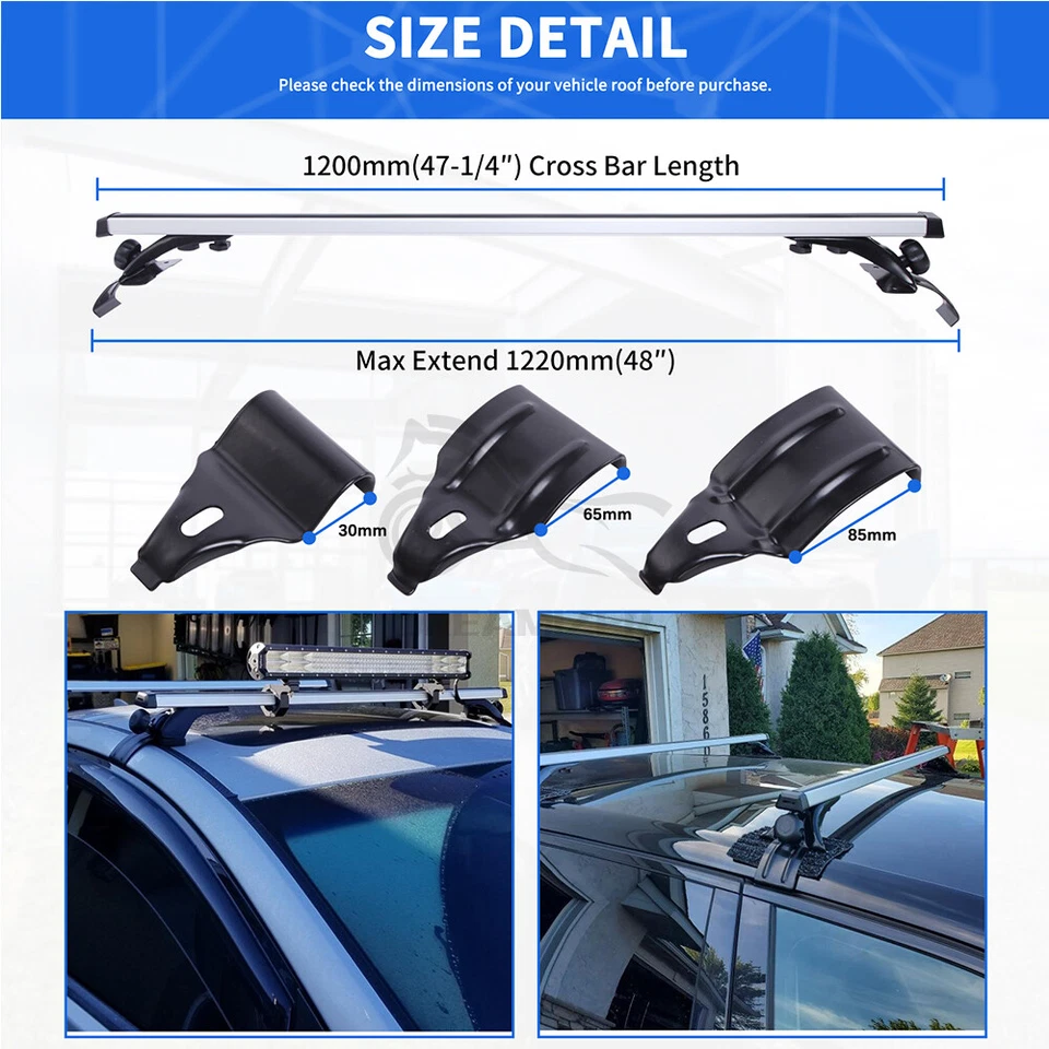 Portaequipajes de aluminio con barra transversal de techo superior para VW Golf MK4 MK5 MK6 EE. UU. Foto 2 de 4