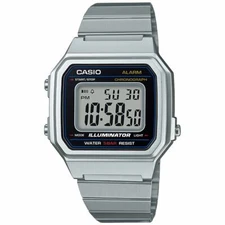 Casio B650WD-1A, Metal Chronograph Watch, Alarm, Silvertone Band, Illuminator