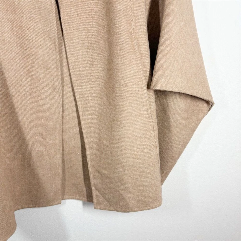 Poncho Zara Hecho a Mano Mezcla de Lana Capa Talla M Camel Tostado Informal Otoño Invierno Elegante Foto 4 de 4