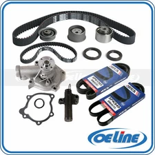 Serpentine Timing Belt Kit Hydraulic Tensioner Water Pump for 99-05 Mitsubishi