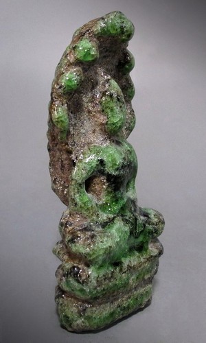 Antique Sculpture Khmer Naga Sheltered Buddha Green Relic Stone of Na Dune Style - Picture 2 of 6