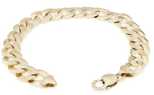 14k Yellow Gold Solid Flat Cuban Curb Link Chain Bracelet 7.5" 9mm 15.9 grams
