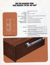 GRANT #306-21" DRAWER SLIDES, FULL-EXTENSION, SIDE-MOUNT, 3/4" SIDE CLEARANCE