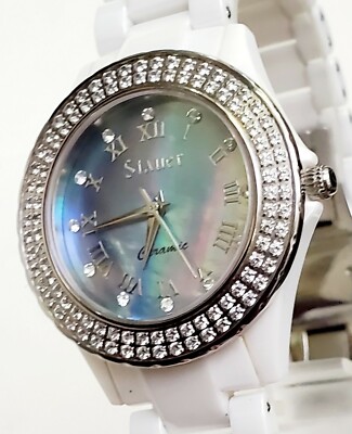 Stauer Ceramic White Women\'s Watch with Blue Hands 59913_800.jpg main image 2