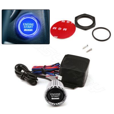 Waterproof Car Engine Start Push Button Switch Ignition Starter Blue Lights NEW
