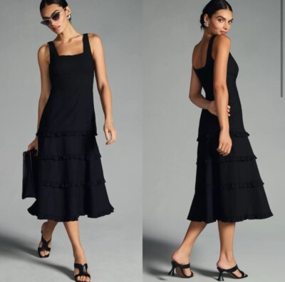 by anthropologie square neck ruffle midi dress English Factory Square-Neck Tiered Ruffle Midi Dress
