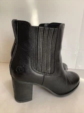 Timberland Women’s Boots Ankle 5.5W Black Leather 2.5” Suspension Heel Pull On