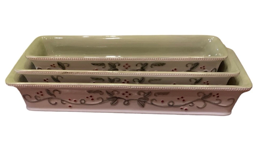 Amscan 3 Piece Holiday Ceramic Sandwich Cracker Serving Trays Long server set. - Image 2 of 4