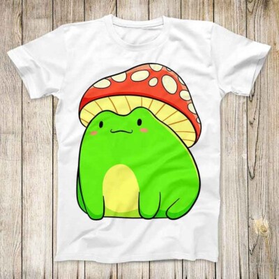T-Shirt Cottagecore Kröte Frosch mit Krötenhocker Pilz Meme Unisex Top 3144