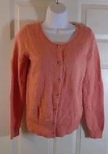 Apt. 9 women's angora blend cardigan, peach with faux diamond buttons, size M