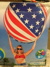 H20GO 5 foot Stars & Stripes USA Inflatable Beach Ball 60" New Out Of Box