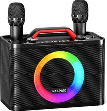 MASINGO Sonoro G5 Karaoke Machine   2 Wireless Mics, LED Lights - Black