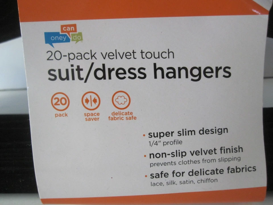 Honey-Can-Do Slim Negro Terciopelo Tacto Traje Vestido o Pantalones Perchas Paquete de 20 Nuevo Foto 2 de 4