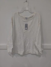 NWT Splendid Women's Long Sleeve Grommet Tie Sleeve White Size L $100 3A026