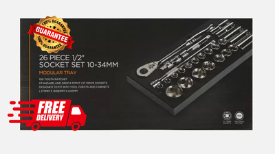 Halfords Advanced 26 Stück 1/2'' Steckschlüsselsatz Kunststoff Modular Tray 10-34mm UK
