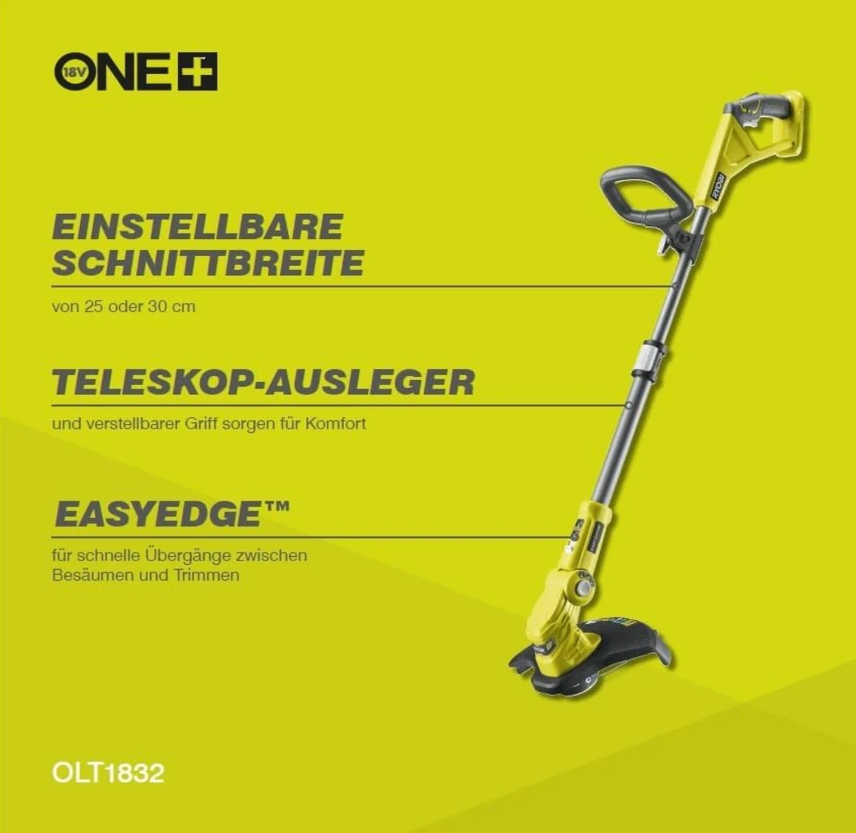 Ryobi OLT1832 ONE Cordless Grass Trimmer 25 30cm Path Zero Tool