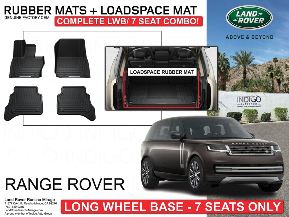 RANGE ROVER ANTIMICROBIAL RUBBER MAT SET + LOADSPACE RUBBER MAT (7